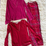 Victoria's Secret  Pajama Set Women's‎ Medium Red Pink Plaid Sleepwear Loungewear Photo 0
