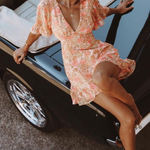 Selfie Leslie  Sally Angel Sleeve Open Back Dress Floral Print Pink Photo 0