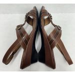Sofft Brown Leather Slingback Ankle Strap Wedge Peep Toe Sandal Shoe 7.5W Wide Size 7.5 Photo 5
