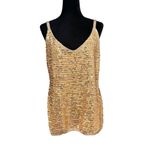 Boston Proper  Gold Sequin V-Neck Knit Sweater Tank Top XL Cocktail Party Glam Photo 4