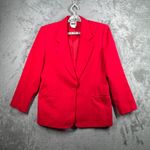 Leslie Fay  Sportswear Blazer 10 Vintage 90s Red Single Button Casual Career Photo 1