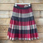 Vtg Charlotte Ford Sz 10 Pleated Skirt Plaid Wool Reversible Midi Academia Red Photo 1