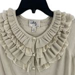 Milly  Cream Elbow Sleeve Cardigan Ruffle Detail Small Photo 1