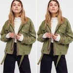 Free People  Flight Line Oversized Military Red Bomber Jacket Size XS Embroidered Photo 14