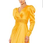 Mac Duggal NWT  12404‎ Faux Wrap Long SleeveA Line Gown Marigold size 8 $398 Photo 1