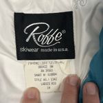 Roffe Ski Suit One Piece Snowsuit Full Zip Vintage Womens 14 Aqua Blue 80’s 90’s Black Photo 2