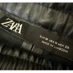 ZARA Women's Black Faux Vegan Leather Pleated High Waist Paperbag Shorts Size M Photo 3