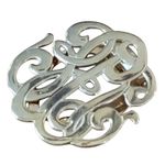 Vintage Gold Tone Monogram Scarf Clip Dress Shoe Badge Retro Swirl Pierced Clamp Photo 2