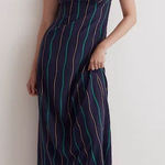 Madewell  The Layton Midi Slip Dress Navy Blue Stripped - Fresh Blueberry - 4 NWT Photo 0