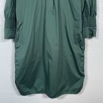 COS  Women 4 Emerald Green Shirt Dress Half Button Front Pockets Gathered Sleeve Photo 7