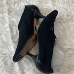PREVATA Made in Italy‎ Black Stretch Fabric Leather Trim Kitten Heels Size 8.5 Photo 3