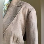 Larry Levine Signature By  one Button TanBlazer Chalk Stripe Fabric Jacket SZ 18 Photo 1