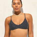 J.Crew NWT  Lana Bikini Top Classic Sculpt Black Ivory Polka Dot Photo 0
