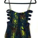 Cushnie Square Neck Neon Palm Bandage Side Tank Top Size 6 Photo 4