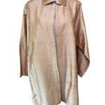 Emmelle NYC Silk Shantung Long Jacket Topper Beige Metallic Sheen Size 1 Size M Photo 9