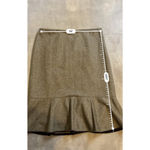 Vintage Wool Blend Gray Black Herringbone Midi Skirt Size 8 Photo 5