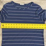 Olivia Rae Blue & White Striped Short Sleeve Round Neck Textured Women's Top XL Photo 6