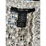 Style & Co . Beige Crochet‎ Open Cardigan Long Sleeve Size Medium Ruffle Photo 4