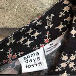 Somedays Lovin SOMEDAYS LOVING Burn in Love Black and Red Print Bell Sleeve Midi Dress Medium Photo 6