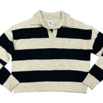 Princess Polly Striped Beige and Black Cropped Sweater Photo 0
