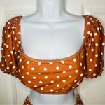 Marina West Brown White Polka Dot Two Piece Swimsuit Set Bikini Sleeve XL NWT Brown Photo 3