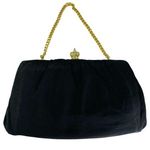 Vintage Black Fabric Evening Purse Clutch Wedding Handbag 9 x 5 u Photo 0