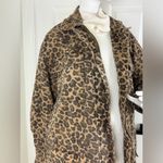 Free People  Womens Brown Leopard Denim Oversized Seize The Day Utility Jacket M Photo 4