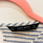 ZARA  blue white striped blouse top with tie size small Photo 1