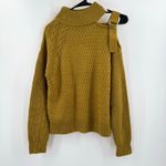 DKNY Sweater Size Extra Small Cold Shoulder Buckle Belt Chartreuse Knit Fall Photo 14