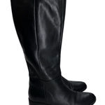 Geox  Fecility Leather Boots Women Size US 8 EU 39 Black Side Zip Block Heel‎ Photo 0