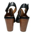 Clarks  Artisan Black‎ Leather Slingback Peep Toe Block Heel Sandals Size 7 1/2 Photo 5