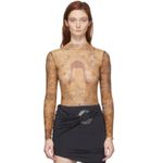 MSBHV Orange Goa Long Sleeve Bodysuit Sz Medium Gold Photo 11