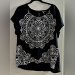 Style & Co Black Medallion Modern Boho Blouse Size XL Photo 9