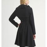 Elie Tahari Sz M Medium  Black Trench coat With‎ Rhinestone Button Detail Photo 1