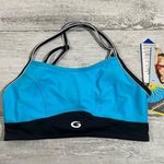 Blue Bikini Top Gwinner Sz 10 Aqua and Grey NWT Swimsuit Photo 0