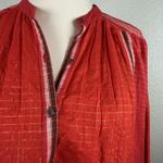 Free People  Women's Popover Tunic Dress Shirt Plaid Long Red Gold Oversized XS Photo 3