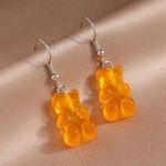 🆕Orange Candy Gummy Bear Dangle Earrings Photo 0