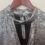 Worthington 2X Shimmering Silver Blouse Keyhole Neck Short Sleeve Satin Photo 11