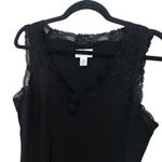 Ann Taylor  Loft Black Lace Trim V Neck Sleeveless Tank Top Medium Y2K Preppy Photo 1