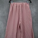 Pink Belted Wide Leg Boho Pull On Straight Leg Elastic Trousers Pant M Medium Photo 2