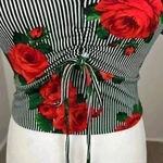 Polly & Esther  Striped Floral Cropped Top Size Small Photo 2