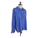 CHAPS  Blue White‎ Striped Button Down Coastal Preppy Shirt Long Sleeve Women's L Photo 8
