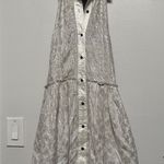 Free People  Romantics Tuxedo Halter Top Size S Collared Ruffle Metallic Photo 0