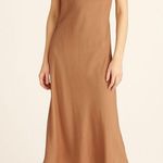 J.Crew  Gwyneth Cupro Blend Slip Dress Size 12 Pale Mocha Midi Sheath Minimalist Photo 0