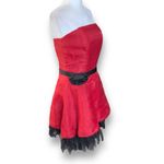Vintage Eden Maids Red Strapless Fit Flare Mini Dress Black Tulle 6 Dark Romance Photo 5