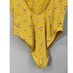 Forever 21  M One Piece Swimsuit Yellow Cocktail Print High Cut EUC No Size Tag Photo 6