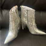 AZALEA WANG JAMILA DRIPPING DIAMONDS SILVER FRINGE BOOTIE SIZE 7.5 NWT Photo 5
