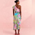 Farm Rio  NWT Beach Vibe Multicolor Top blue pink green ruffle women’s size L Photo 2