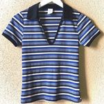 Me to We PacSun  Striped Ribbed VNeck Collar Shirt — Blue Gray — Small — Like New Photo 0