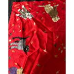 Talbots Red Silk Scarf Dogs in Sweaters Autumn Leaves Canine Retriever 21"x21" Photo 3